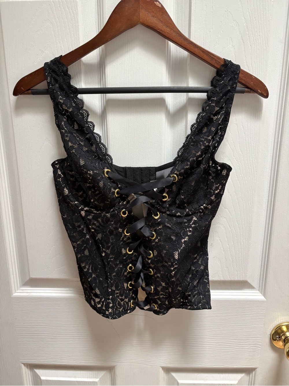 Victoria's Secret Black Lace Corset Tank